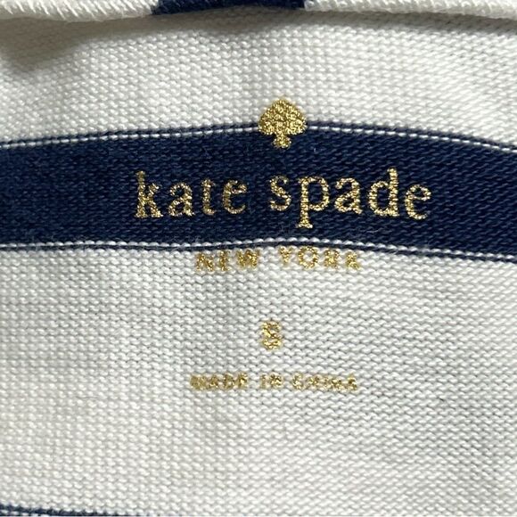 Kate Spade Dress Womens Small White Blue Nautical Striped VNeck Shift Bow Cotton - Picture 9 of 10